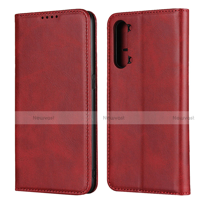 Leather Case Stands Flip Cover T03 Holder for Oppo Find X2 Lite Red