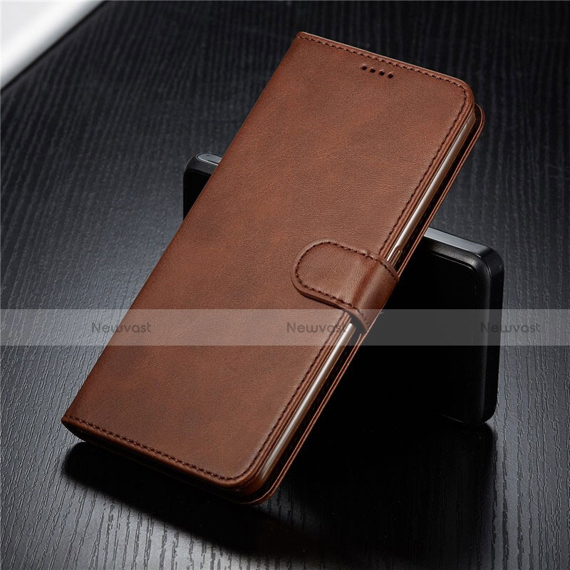 Leather Case Stands Flip Cover T03 Holder for Samsung Galaxy A90 4G Brown