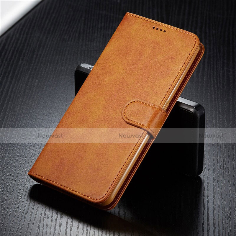 Leather Case Stands Flip Cover T03 Holder for Samsung Galaxy A90 4G Orange