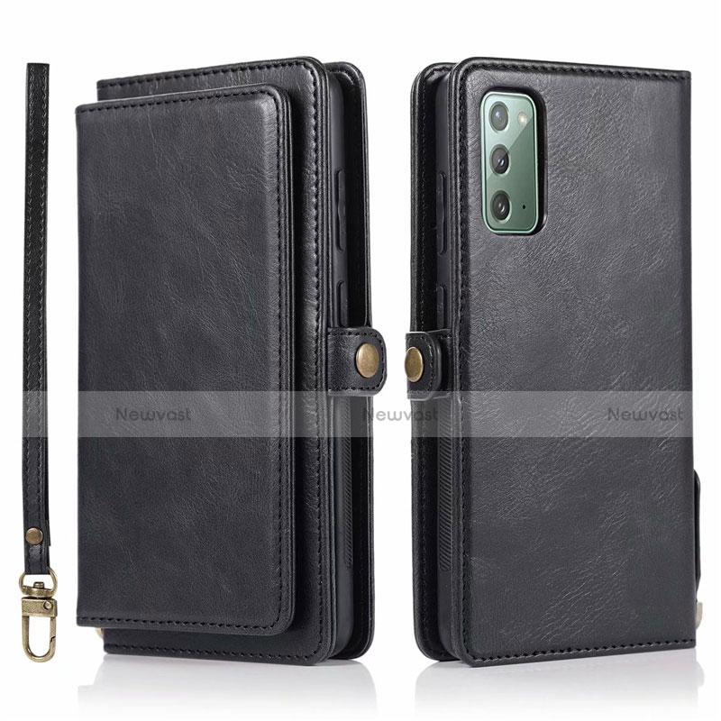 Leather Case Stands Flip Cover T03 Holder for Samsung Galaxy Note 20 5G Black