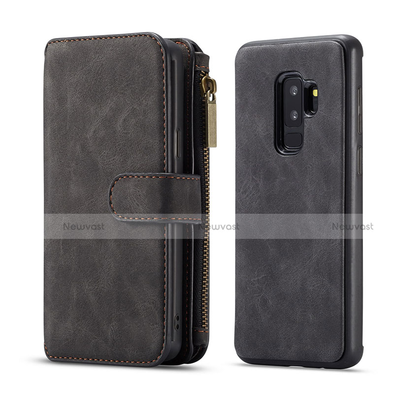 Leather Case Stands Flip Cover T03 Holder for Samsung Galaxy S9 Plus Black