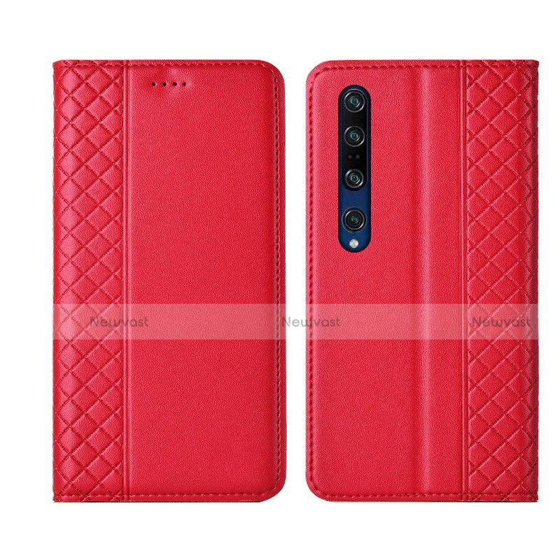 Leather Case Stands Flip Cover T03 Holder for Xiaomi Mi 10 Pro Red