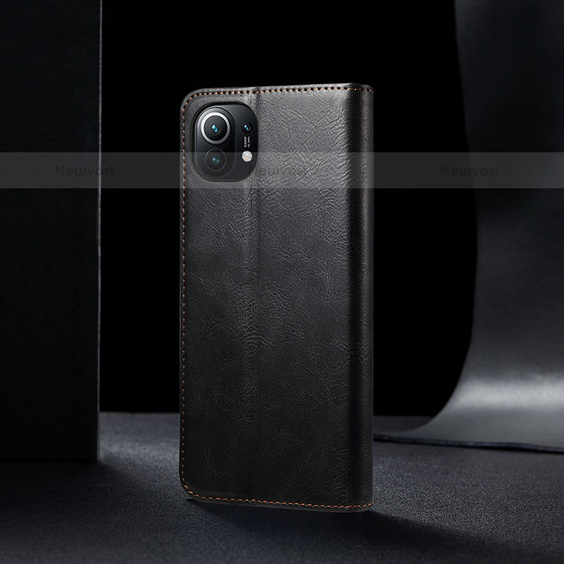 Leather Case Stands Flip Cover T03 Holder for Xiaomi Mi 11 5G Black