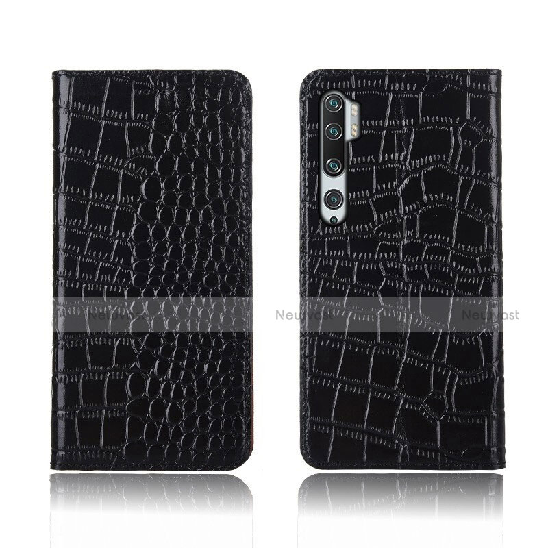 Leather Case Stands Flip Cover T03 Holder for Xiaomi Mi Note 10 Pro Black