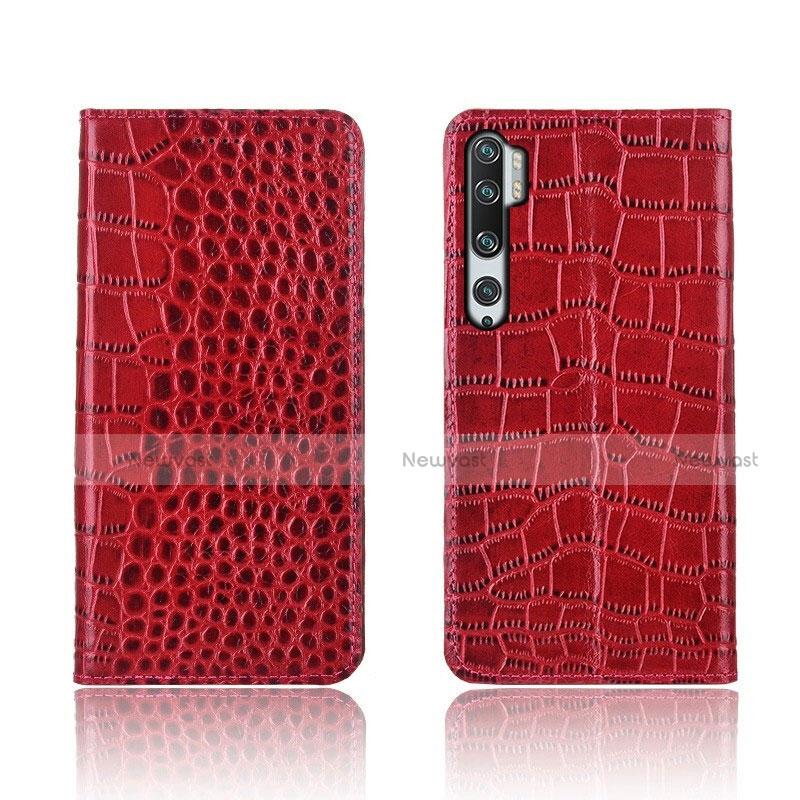 Leather Case Stands Flip Cover T03 Holder for Xiaomi Mi Note 10 Pro Red