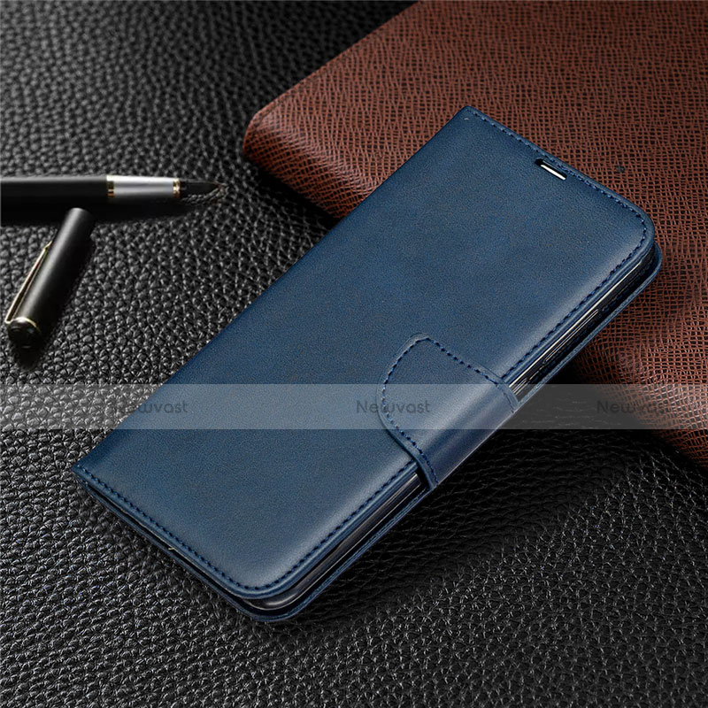 Leather Case Stands Flip Cover T03 Holder for Xiaomi Redmi 10X 4G Blue