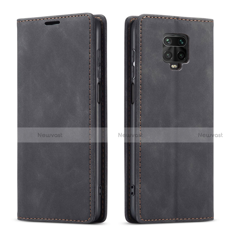 Leather Case Stands Flip Cover T03 Holder for Xiaomi Redmi Note 9 Pro Black