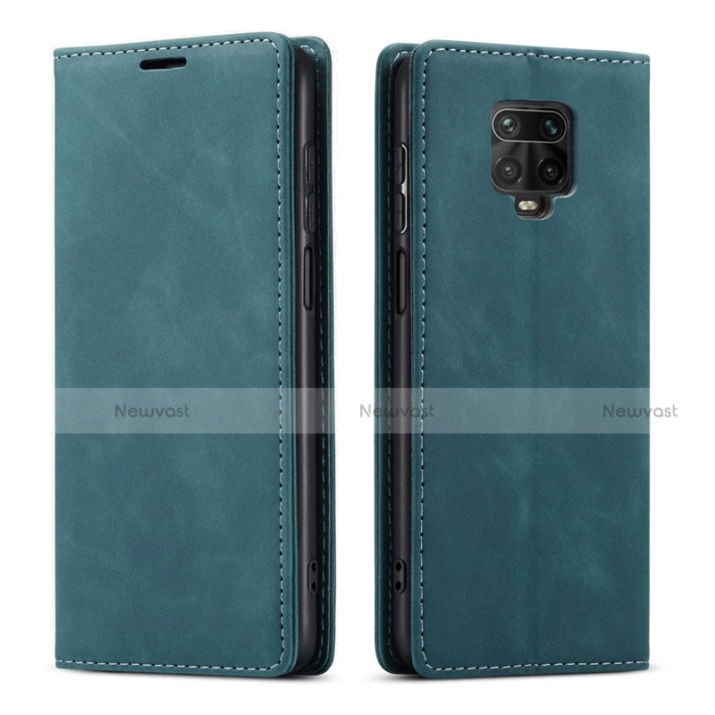 Leather Case Stands Flip Cover T03 Holder for Xiaomi Redmi Note 9 Pro Green