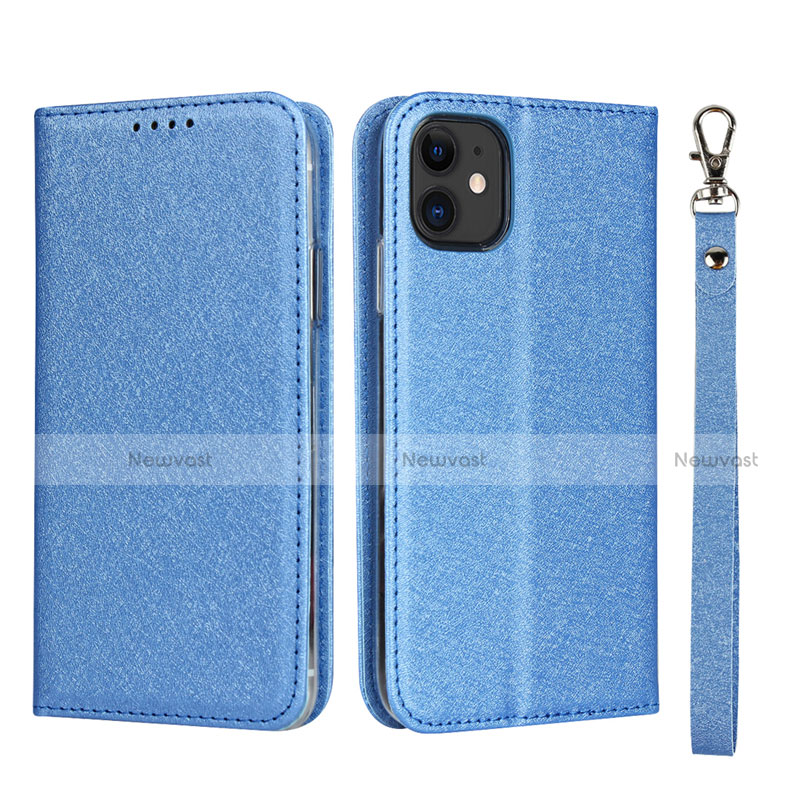 Leather Case Stands Flip Cover T04 Holder for Apple iPhone 11 Blue