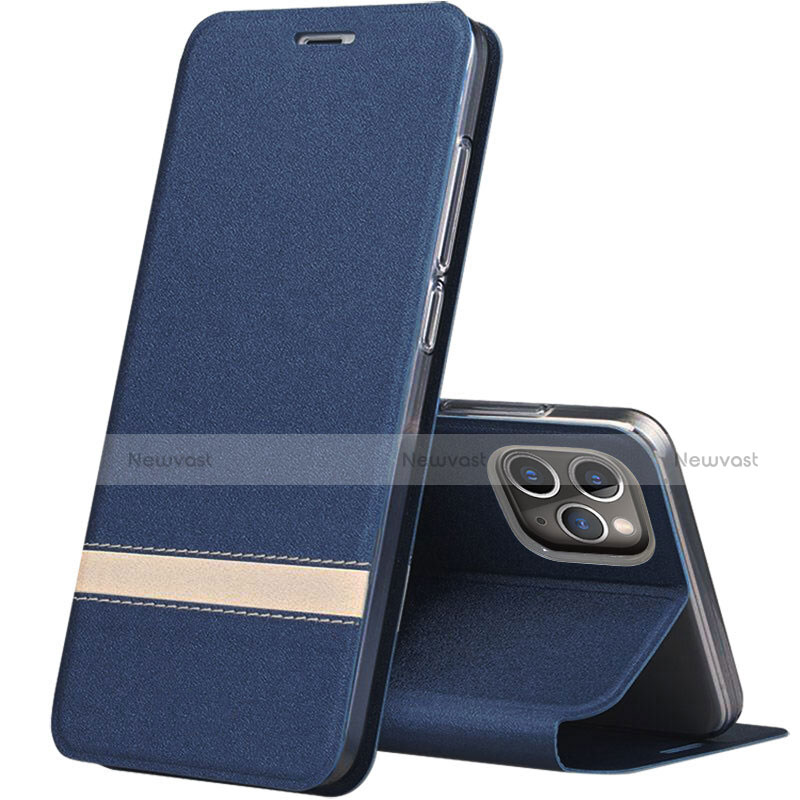 Leather Case Stands Flip Cover T04 Holder for Apple iPhone 11 Pro Blue