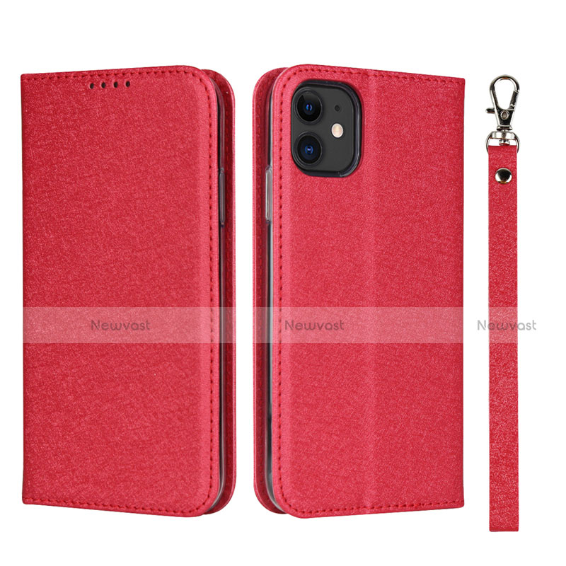 Leather Case Stands Flip Cover T04 Holder for Apple iPhone 11 Red