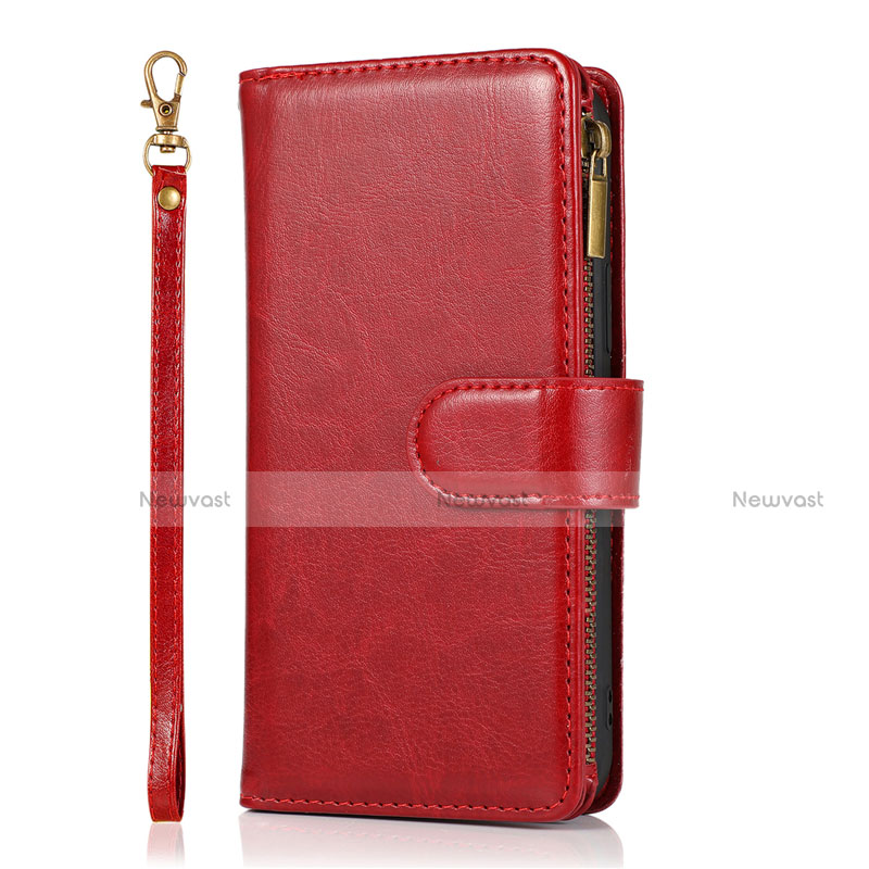 Leather Case Stands Flip Cover T04 Holder for Apple iPhone 12 Pro Red