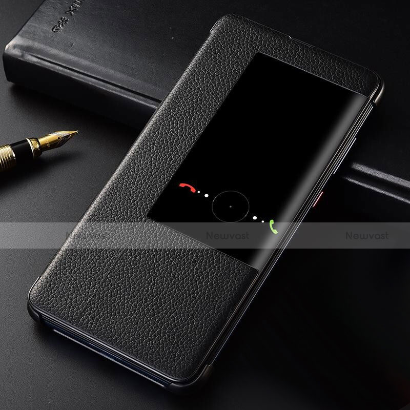 Leather Case Stands Flip Cover T04 Holder for Huawei Mate 20 Black