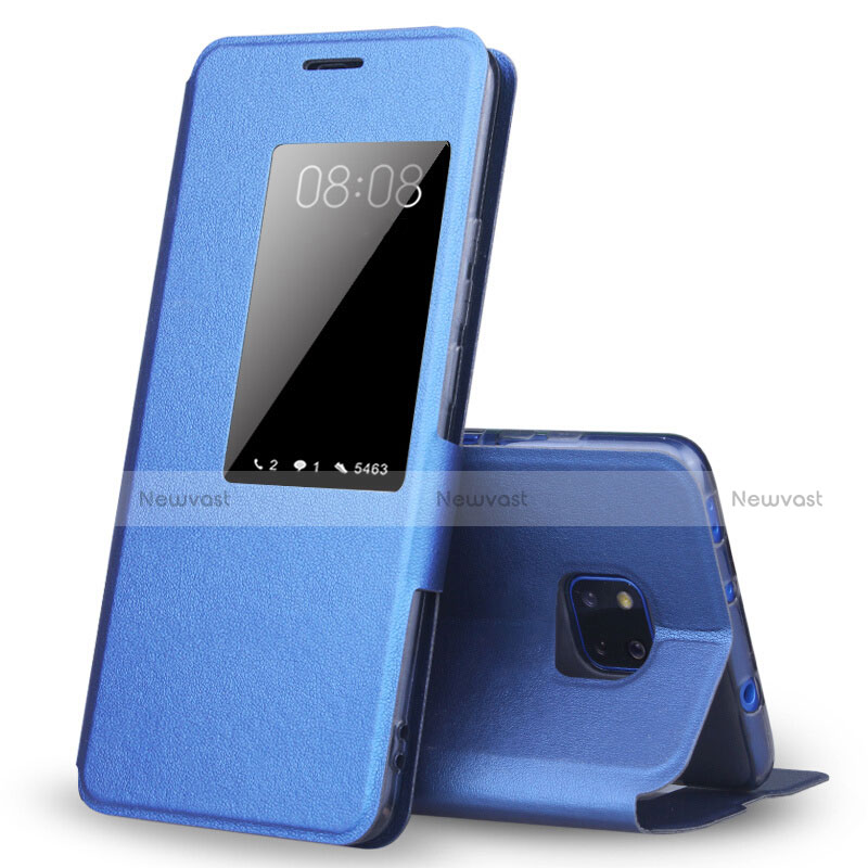 Leather Case Stands Flip Cover T04 Holder for Huawei Mate 20 Pro Blue