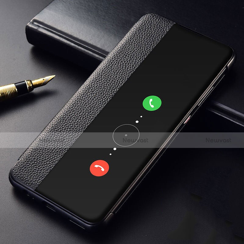 Leather Case Stands Flip Cover T04 Holder for Huawei Mate 30 Pro Black