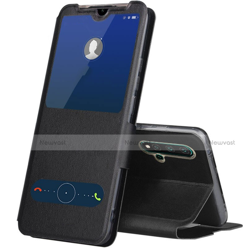 Leather Case Stands Flip Cover T04 Holder for Huawei Nova 5 Pro Black