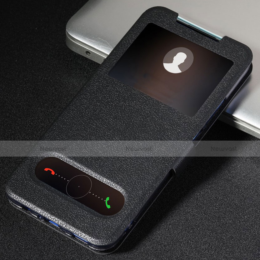 Leather Case Stands Flip Cover T04 Holder for Huawei Nova 5T Black