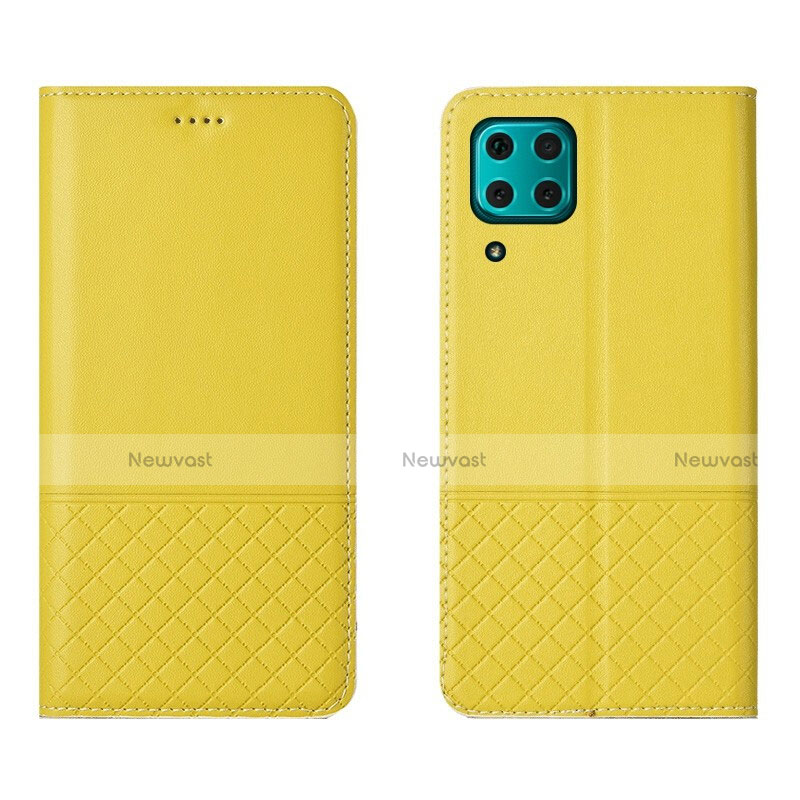 Leather Case Stands Flip Cover T04 Holder for Huawei Nova 7i Yellow