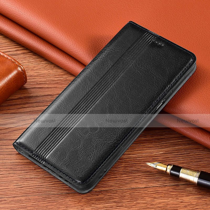 Leather Case Stands Flip Cover T04 Holder for Huawei Nova 8 SE 5G Black