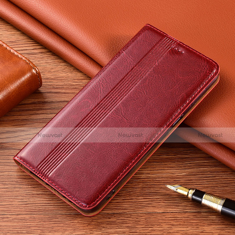 Leather Case Stands Flip Cover T04 Holder for Huawei Nova 8 SE 5G Red Wine