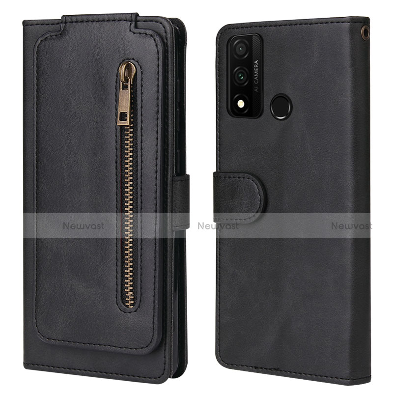 Leather Case Stands Flip Cover T04 Holder for Huawei P Smart (2020) Black
