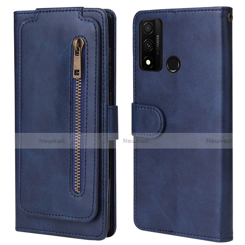 Leather Case Stands Flip Cover T04 Holder for Huawei P Smart (2020) Blue