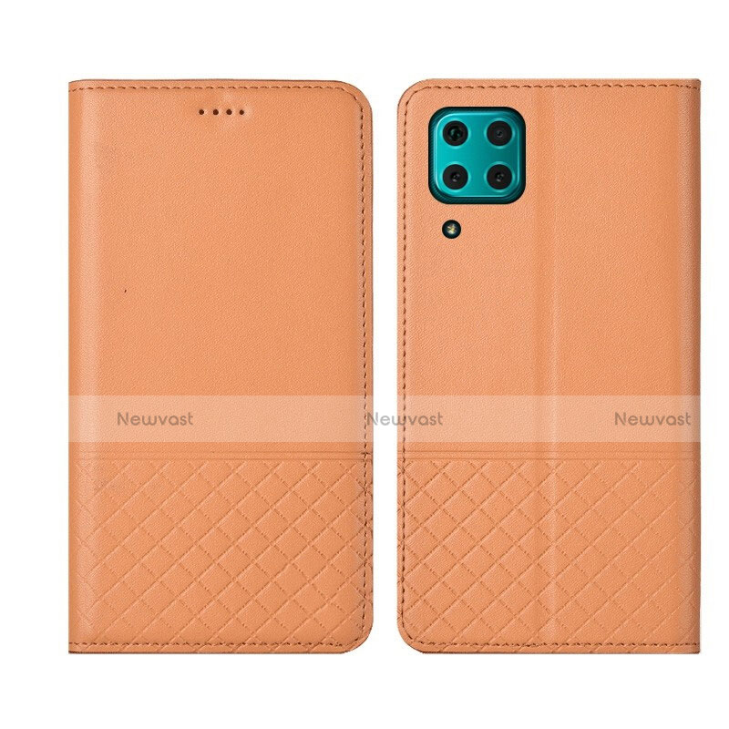Leather Case Stands Flip Cover T04 Holder for Huawei P40 Lite Orange
