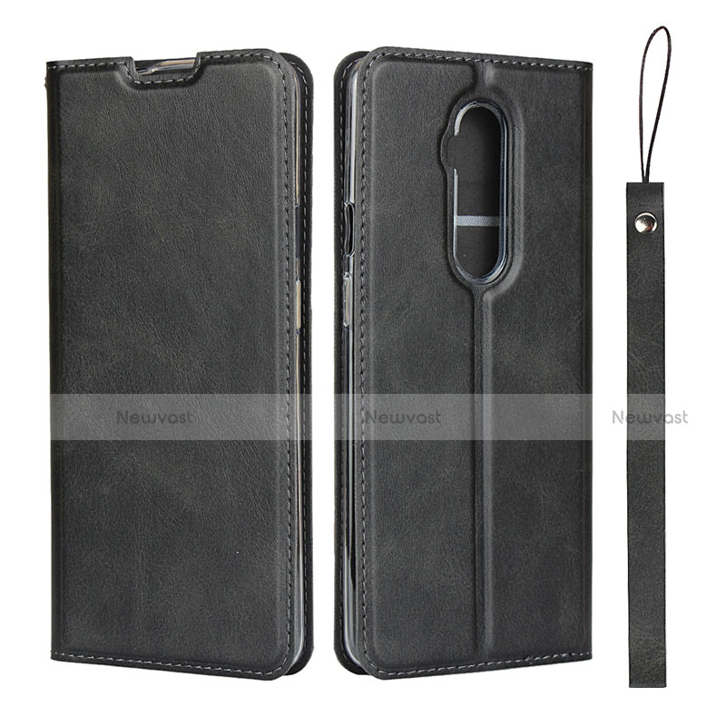 Leather Case Stands Flip Cover T04 Holder for OnePlus 7T Pro Black