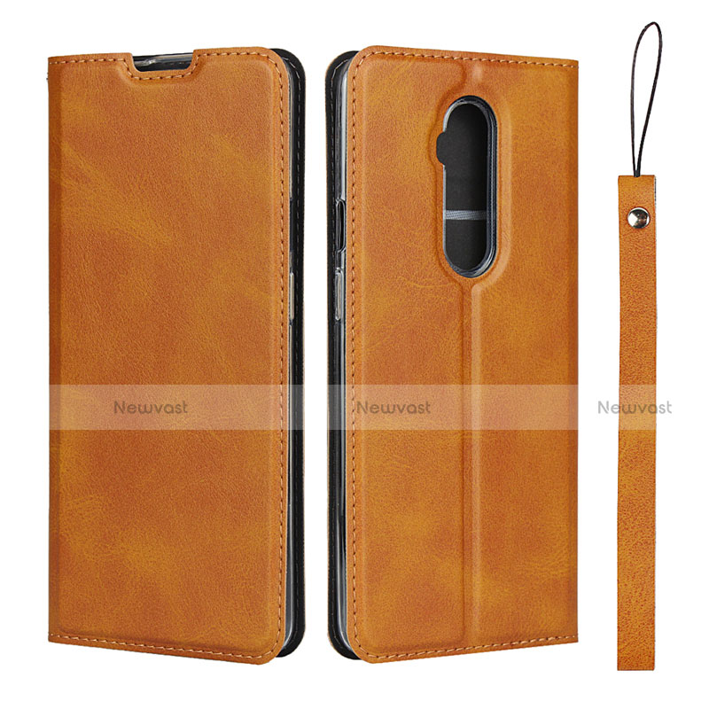 Leather Case Stands Flip Cover T04 Holder for OnePlus 7T Pro Orange
