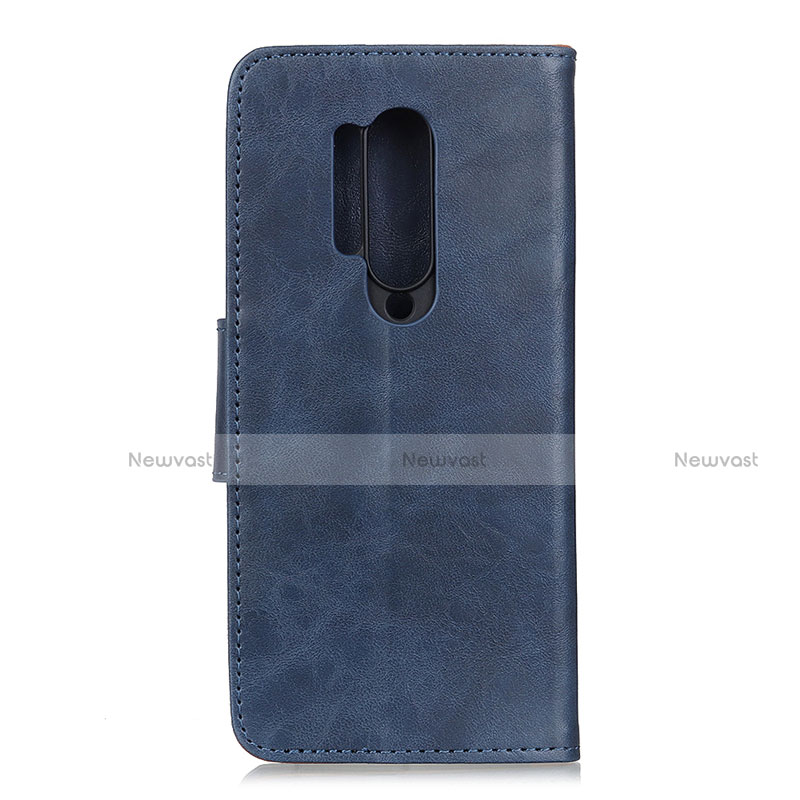 Leather Case Stands Flip Cover T04 Holder for OnePlus 8 Pro Blue