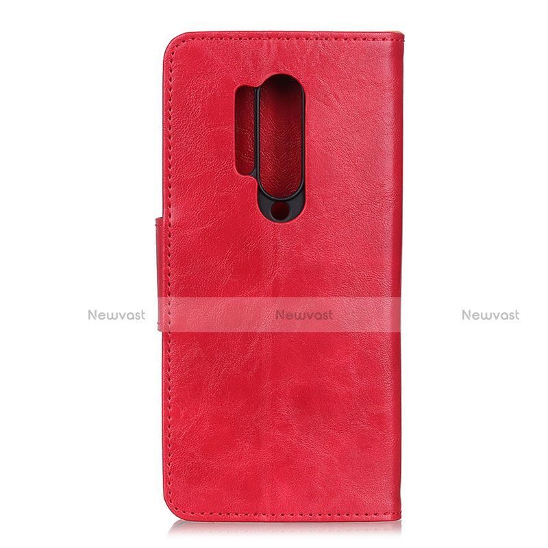 Leather Case Stands Flip Cover T04 Holder for OnePlus 8 Pro Red