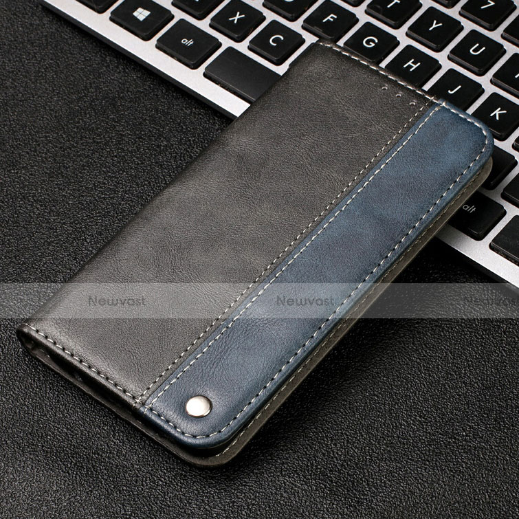 Leather Case Stands Flip Cover T04 Holder for Samsung Galaxy A70 Blue