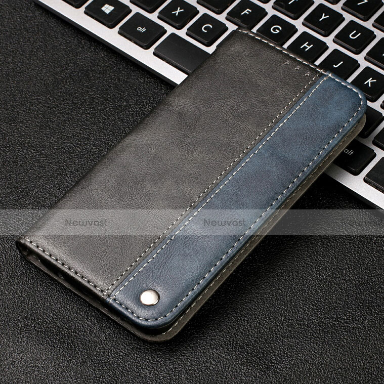 Leather Case Stands Flip Cover T04 Holder for Samsung Galaxy Note 10 Blue