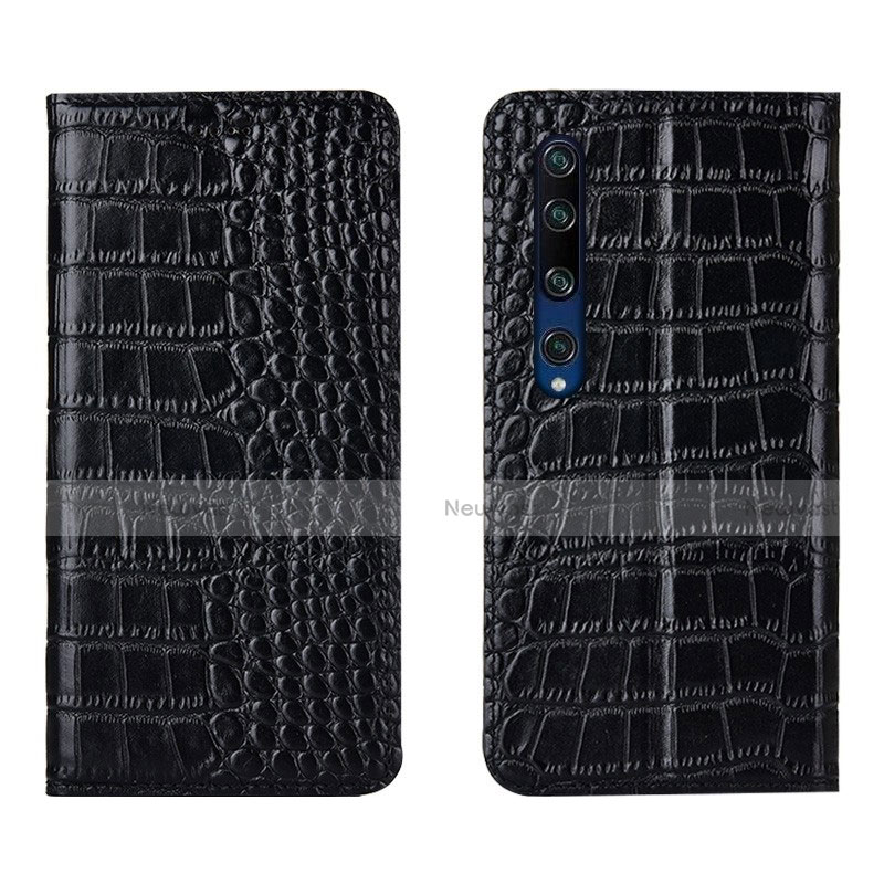 Leather Case Stands Flip Cover T04 Holder for Xiaomi Mi 10 Black