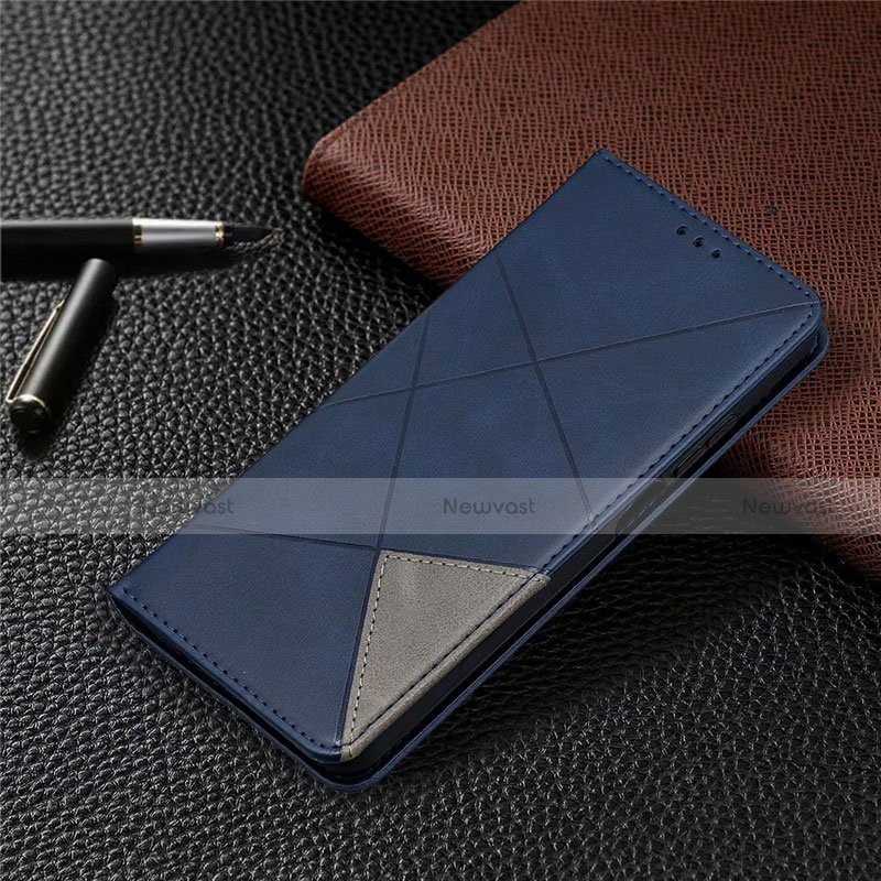 Leather Case Stands Flip Cover T04 Holder for Xiaomi Mi 10T Lite 5G Blue