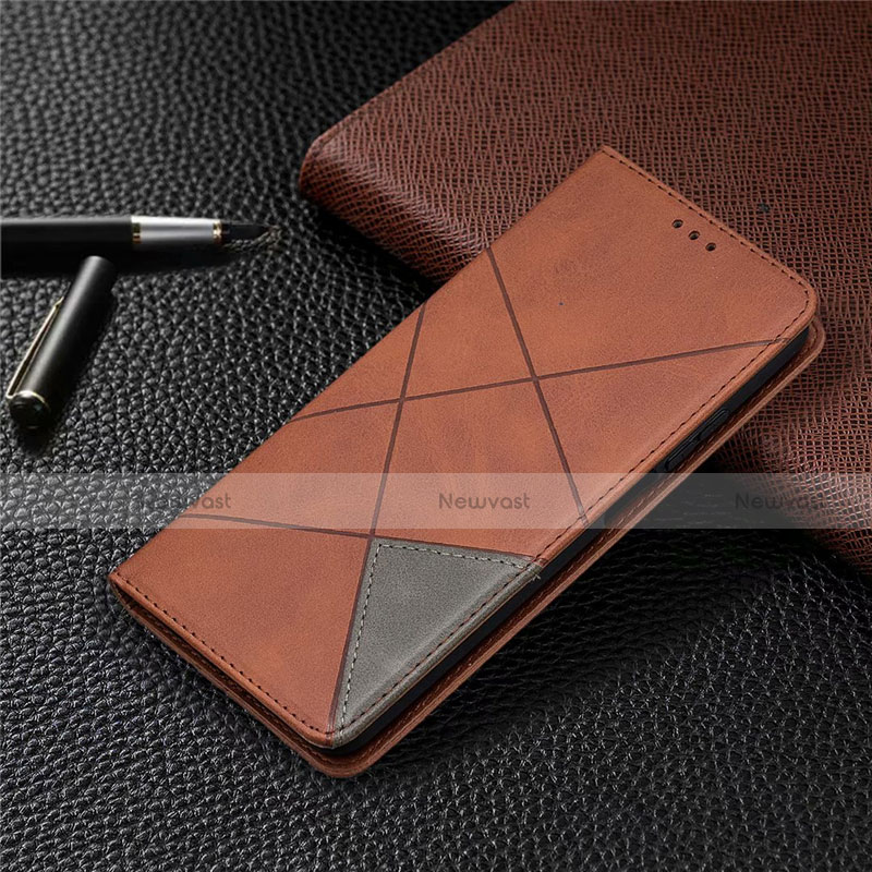 Leather Case Stands Flip Cover T04 Holder for Xiaomi Mi 10T Lite 5G Brown