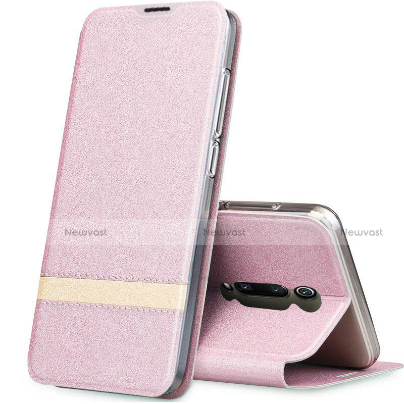 Leather Case Stands Flip Cover T04 Holder for Xiaomi Mi 9T Pro Rose Gold