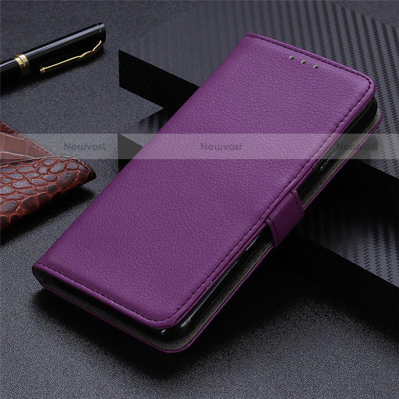Leather Case Stands Flip Cover T04 Holder for Xiaomi Poco M3 Purple