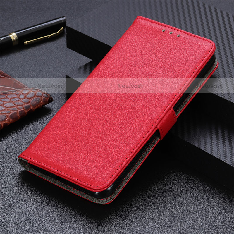 Leather Case Stands Flip Cover T04 Holder for Xiaomi Poco M3 Red