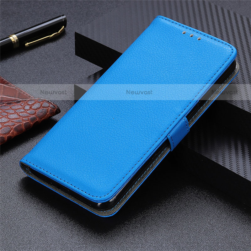 Leather Case Stands Flip Cover T04 Holder for Xiaomi Poco M3 Sky Blue