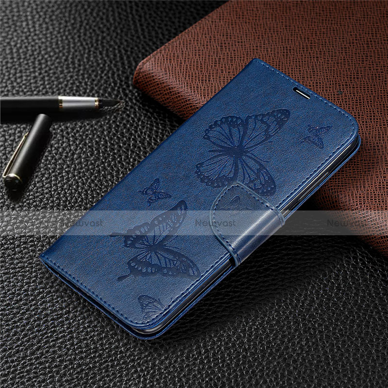 Leather Case Stands Flip Cover T04 Holder for Xiaomi Redmi 10X 4G Blue