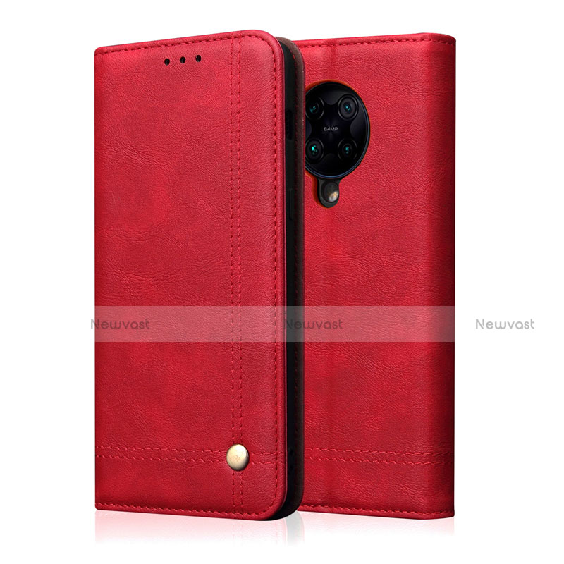Leather Case Stands Flip Cover T04 Holder for Xiaomi Redmi K30 Pro 5G Red