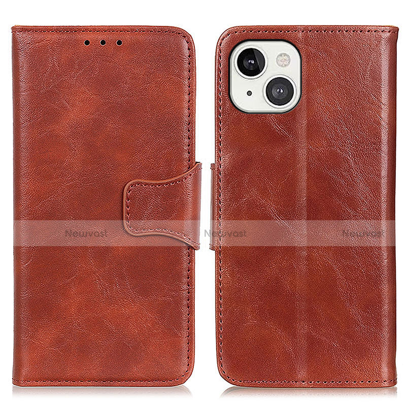 Leather Case Stands Flip Cover T05 Holder for Apple iPhone 13 Brown