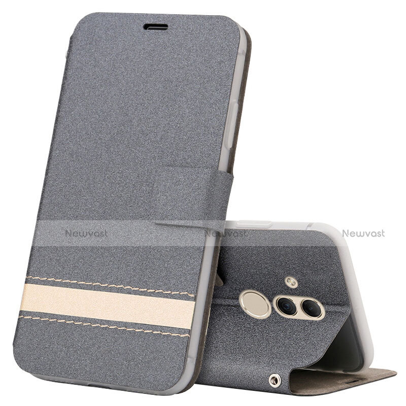 Leather Case Stands Flip Cover T05 Holder for Huawei Mate 20 Lite Gray