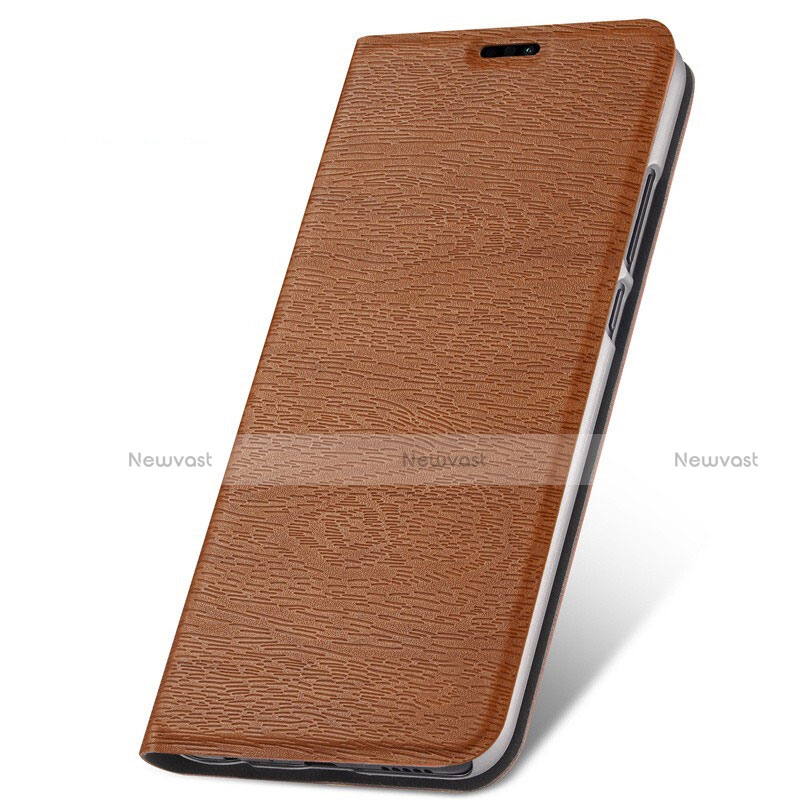 Leather Case Stands Flip Cover T05 Holder for Huawei Nova 4e Brown