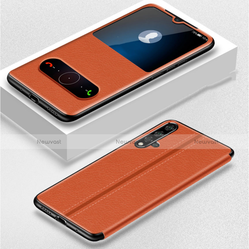 Leather Case Stands Flip Cover T05 Holder for Huawei Nova 5 Orange
