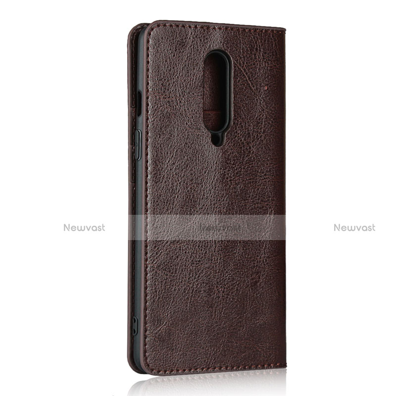 Leather Case Stands Flip Cover T05 Holder for OnePlus 8 Brown