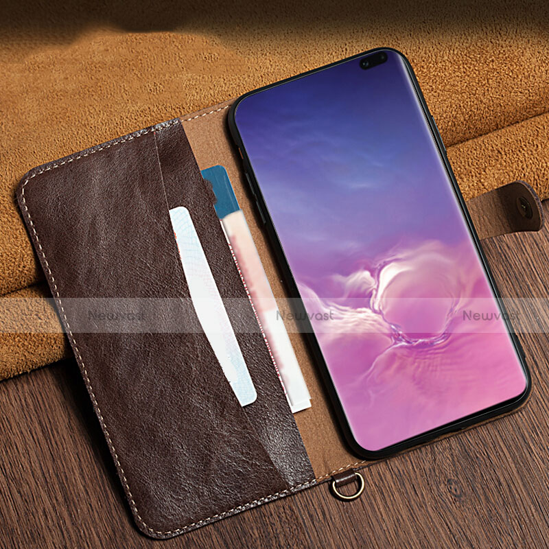 Leather Case Stands Flip Cover T05 Holder for Samsung Galaxy S10 Plus