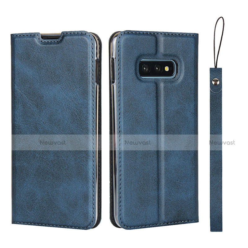 Leather Case Stands Flip Cover T05 Holder for Samsung Galaxy S10e Blue