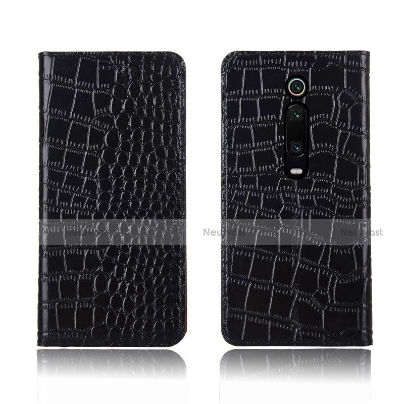 Leather Case Stands Flip Cover T05 Holder for Xiaomi Mi 9T Black